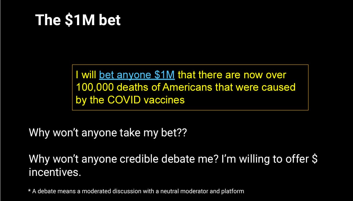 $1 million challenge: Have COVID vaccines killed ~200,000 Americans?